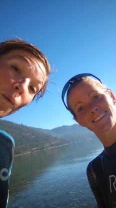 Liz Lyles and me after a nice, but quite chilly, swim in Lake Tahoe.