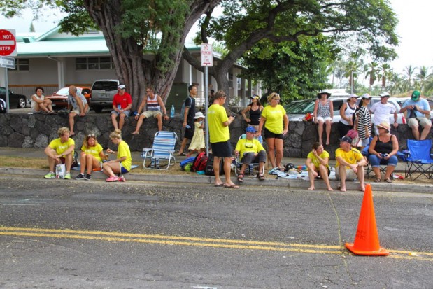 My supporter team waiting for me to return to Kona