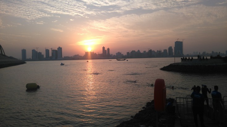 Two days before the race, the swim conditions were perfect. That quickly changed, though.